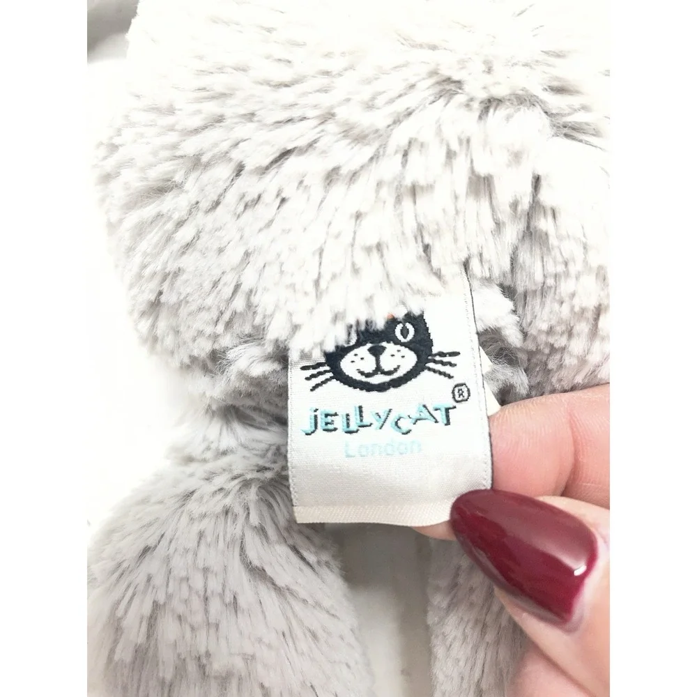Jellycat London Retired Gray Bashful Kitten Kitty Cat White Face Plush 11